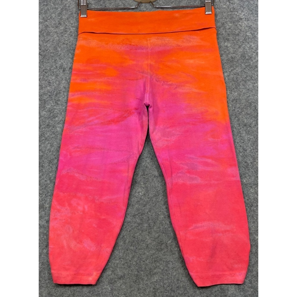 Hard Tail Forever Y2K Yoga Pants Orange Pink Medium Tie Dye Fold Over Crop